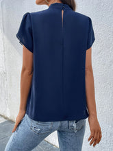 Mock Neck Petal Sleeve Blouse